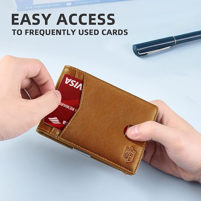 Zitahli Money Clip Wallets for Men,Slim Bifold Wallet 10-12 Cards, Mens Leather Wallet with ID Window,RFID Blocking Thin Minimalist Credit Card Holder,Gifts for Him - Image 4