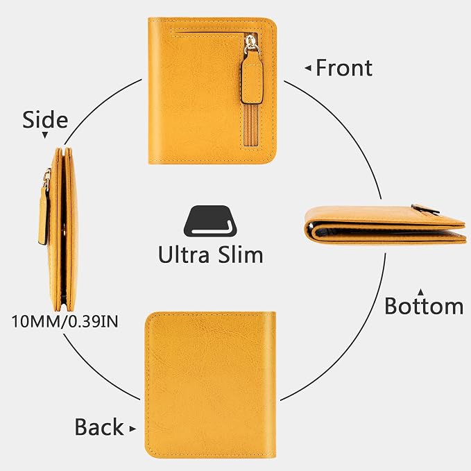 Gostwo Small Wallet for Women, Slim Bifold Credit Card Holder, Compact RFID Blocking Cash Wallet, Billfolds Thin Leather Zipper Pocket, Mini Wallet Gift for Ladies Teen Girls Travel with ID Window - Image 4