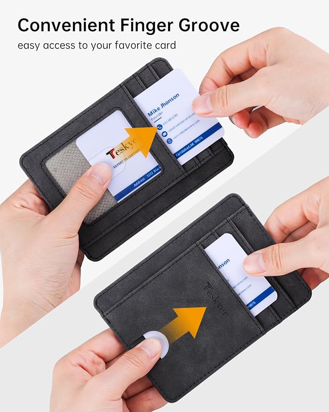 Teskyer Slim Minimalist Wallet for Men, RFID Front Pocket Card Holder | Ultra Slim Front Pocket Design, 8 Card Slots, RFID Protection, Smooth Faux Leather for Everyday Carry - Image 5