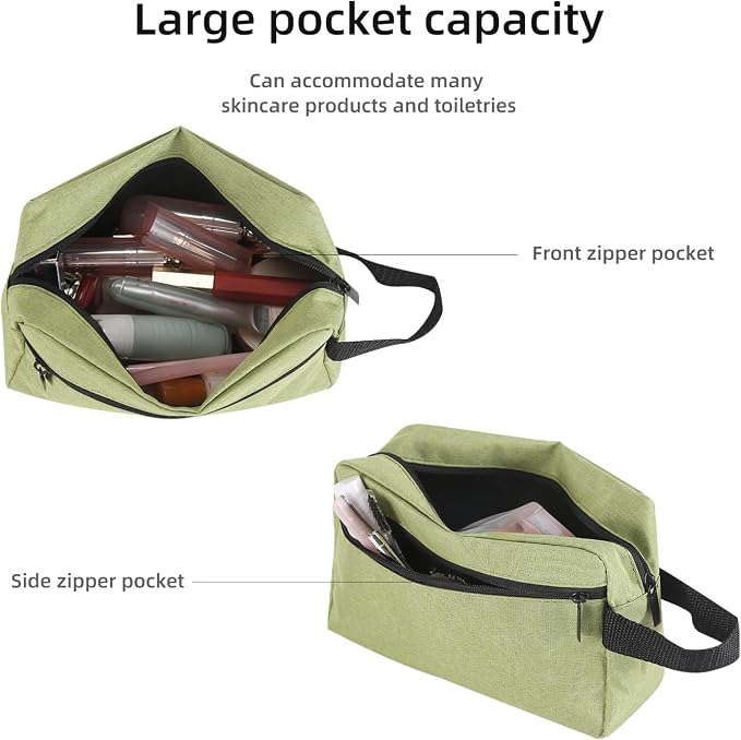 Icramsy Travel Toiletry bag Toiletry bag for women men Hanging Cosmetic bag Travel accessories for Women Men (Grass green) - Image 4