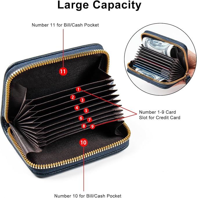Credit Card Wallet, RFID Card Case Wallet, Zipper Card Cases Holder for Men Women, RFID Blocking, KeyChain Wallet, Compact Size Card Organizer Case for Women - Image 2