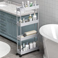 Slim Storage Cart 4 Tier,Bathroom Organizer Rolling Utility,Mobile Shelving Unit Slide Out for Office, Kitchen, Laundry Room & Narrow Places,Gray by Home