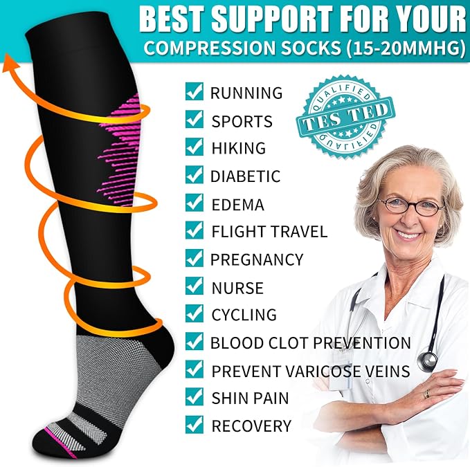 Copper Compression Socks for Women & Men (6 pairs) - Best Support for Nurses, Running, Hiking, Recovery - Image 5