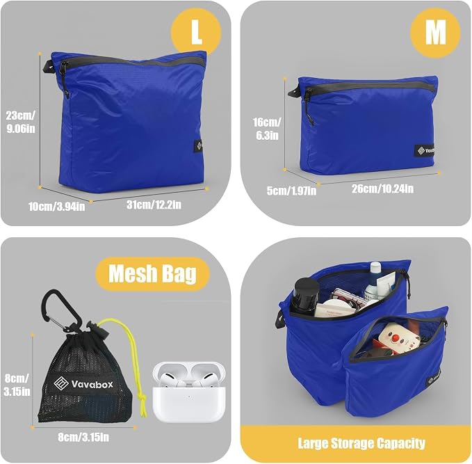 Vavabox Lightweight Travel Toiletry Bag for Women, Travel Pouch Men | Water-resistant, Nylon Zipper, Travel Essentials, Camping Gym - Image 4