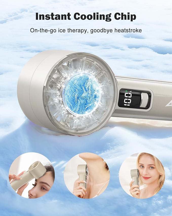 AMACOOL Handheld Fan with Ice Cooler, Mini Portable Fan Rechargeable, 18Hrs Cooling, 0-100 Adjustable Speed, Small Yet Powerful, Personal Hand Fans for Travel, Beach, Outdoor, Makeup, Gifts for Women | Gifts for Mom Her Women Girl, Small Yet Powerful, ... - Image 2