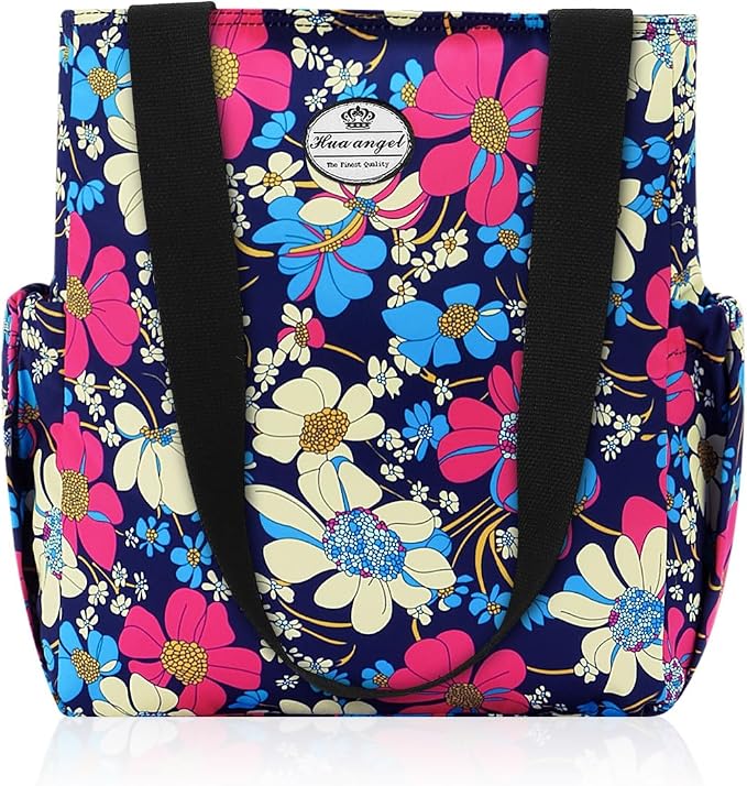 HUA ANGEL Floral Tote Bag - Casual Shoulder Bag Daily Tote Bag with Zipper Gym Travel Shopping Work Handbag for Women by Huaangel