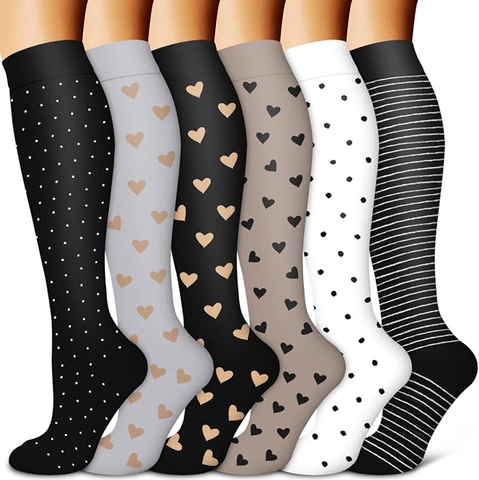 Copper Compression Socks for Women & Men (6 pairs) - Best Support for Nurses, Running, Hiking, Recovery by BLUEENJOY