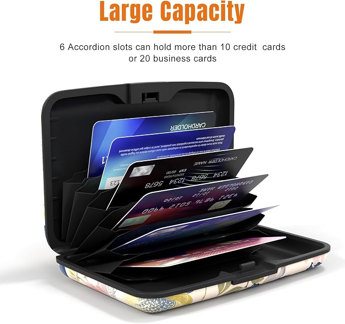 Rimilak Aluminuml Credit Card Holder,Colorful Flower | Mini Credit Card Wallet RFID Blocking Slim Metal Hard Case for Women Men - Image 4
