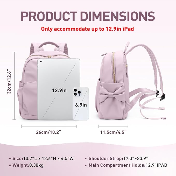 Mini Backpack for Women Small Backpack Purse Cute Stylish Lightweight Daypack for College Work Travel Party,12.9Inch, Pinkish Purple - Image 3
