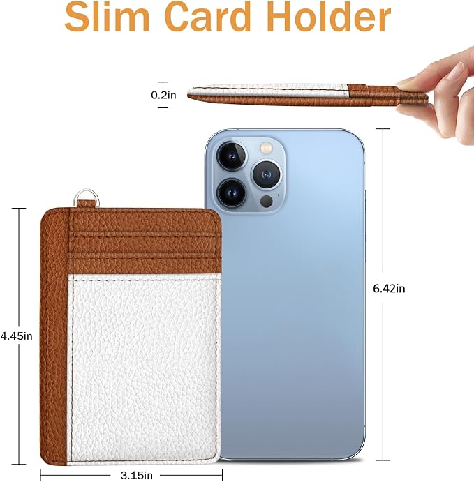 Yonlevres Credit Card Holder Slim Wallet Women Minimalist RFID Small Travel | Front Pocket, Handy, RFID Blocking, Woman Girls Ladies Gifts, D-ring for Keychain,Thin Mini Card Case, ID Window, PU Leather - Image 6