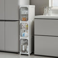3-Tier Slim Bathroom Narrow Storage Cabinet with Wheels, White | Tool Free Assembly, Adjustable Shelves, Fits for Narrow Spaces, Reinforced Stability, Magnetic Clear Door by Lifelongpal