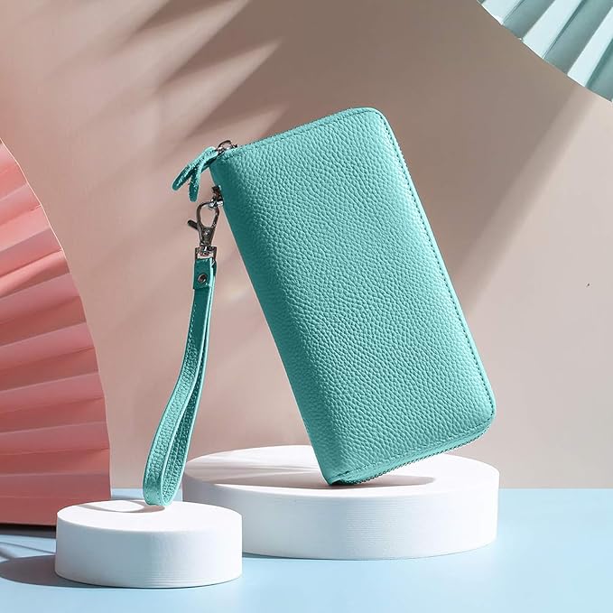 Moflycom Womens Wallet RFID Blocking Genuine Leather Zip Around Wallet Clutch Wristlet Travel Long Purse for Women - Image 6