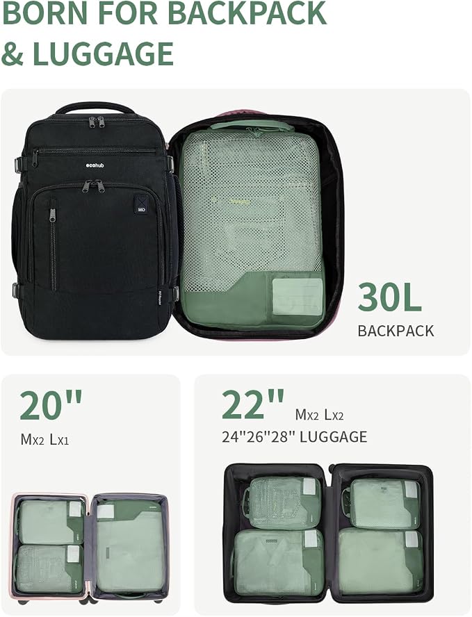 ECOHUB 4 Set Compression Packing Cubes for Travel Essentials, Suitcases Organizer Bags with Tag, Travel Bags Organizer for Luggage, Green-Compress - Image 4