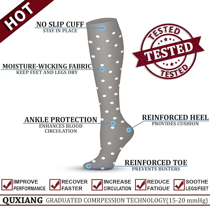QUXIANG Copper Compression Socks for Women & Men Circulation (8 Pairs) - Best for Running Athletic Cycling - 15-20 mmHg - Image 4