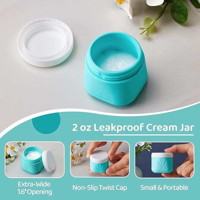 INSFIT travel bottles for toiletries 6 Pack, Leak proof Travel Size Toiletries Containers with toiletry bag, Squeezable Silicone Bottles & Cream Jars, Travel Essentials BPA-Free set for Shampoo - Image 4