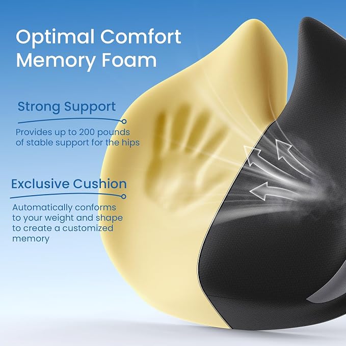 Benazcap Large Seat Cushion for Office Chair Memory Foam Coccyx Pain Relief Cushion Pillow for Back Support Non-Slip Seat Pad - Image 7