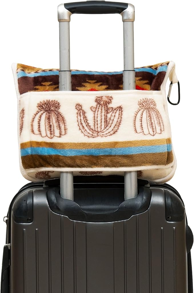 Carstens, Inc. Travel Blanket, Premium Compact 2-in-1 Airplane Blanket/Pillow, Cactus Stripe - Image 3