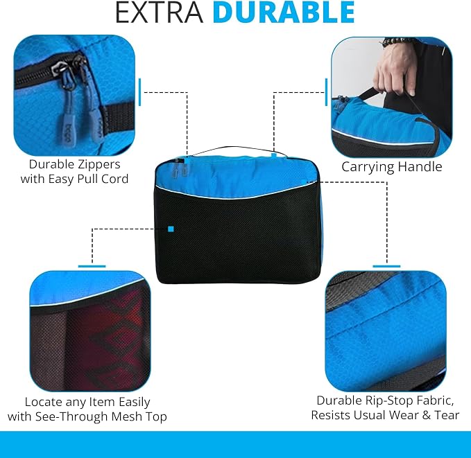 bago 8 Pcs Packing Cubes for Travel - 5 Travel Packing Cubes for Suitcases with 3 ZipLock Bags, Luggage Organizer Bags to Get Maximum Storage, Save Time & Effort to Pack (Black Blue Purple Green Pink) - Image 3
