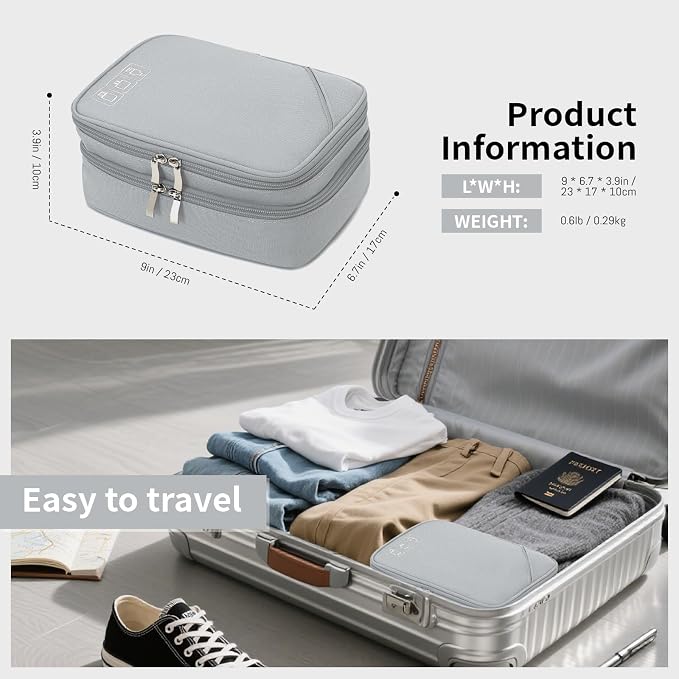 Lanola Travel Cable Organizer Bag, Electronic Accessories Case Portable Double Layer Cable Storage Bag for Cord,phone,Charger, Flash Drive,SD Card,Phone,Power Bank,Personal Items - Grey - Image 2
