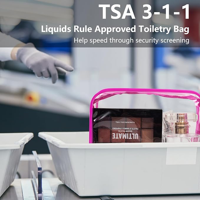 TSA Approved Toiletry Bag, 4 Pcs Clear Toiletries Bags Quart Size Travel Makeup Cosmetic Bag for Women Men, Carry on Airport Airline Compliant Bag (Rose Pink, Pack of 4) - Image 2