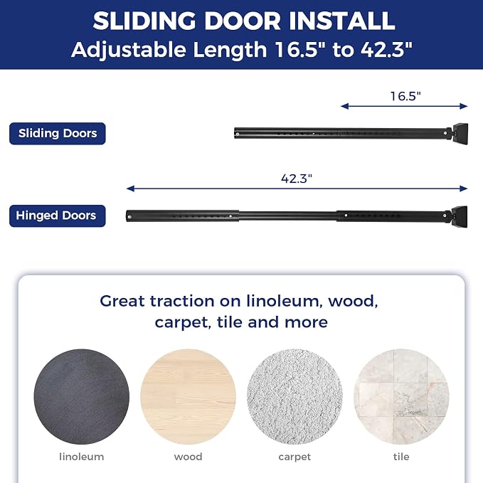 Door Security Bar Door Stoppers Adjustable Sliding Glass Door Security Bar | Upgraded 2 in 1 Heavy Duty Door Jammer Patio Bar for Home, Apartment, Travel, School, Dorm - Image 4