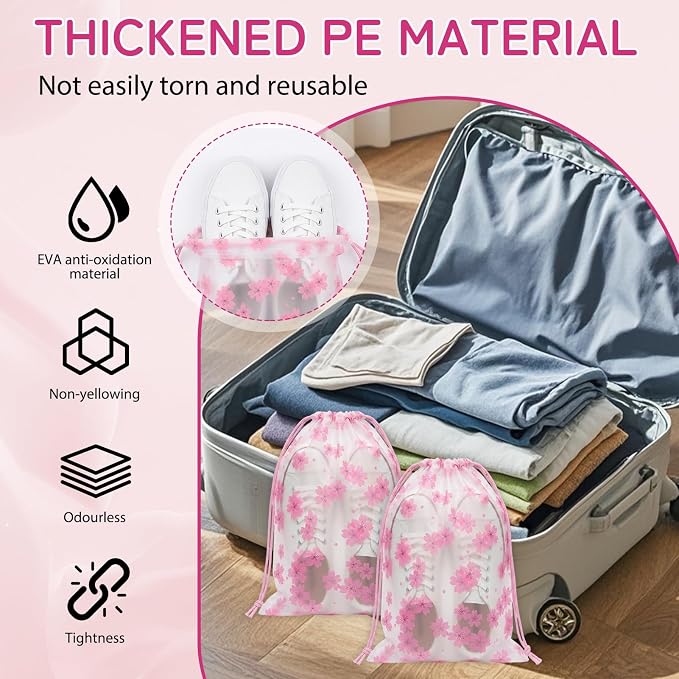 Shoe Bags for Travel, 20PCS Waterproof Drawstring Shoe Bags for Packing | 13.8" x 11.8" Large Dustproof Portable Travel Shoe Storage Bags Travel Essentials Women - Image 4
