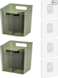 Lae Nuvole 2Pcs Storage Organizer Bins, Wall Mount Toothbrush Holder, Green | with Dividers & 4 Adhesive Pads, No Drill, Renter Friendly, BPA-Free PET; Fits Bathroom, Apartment, RVs, Cabinet/Pantry Door by LaeNuvole