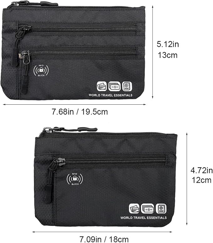 Passport Holder Bag Travel Wallet RFID Blocking Pouches, Two-Piece Set | Currency and Passport Organizer, Travel Essentials Pouch for Men Women, Ultra-slim, Lightweight - Image 8