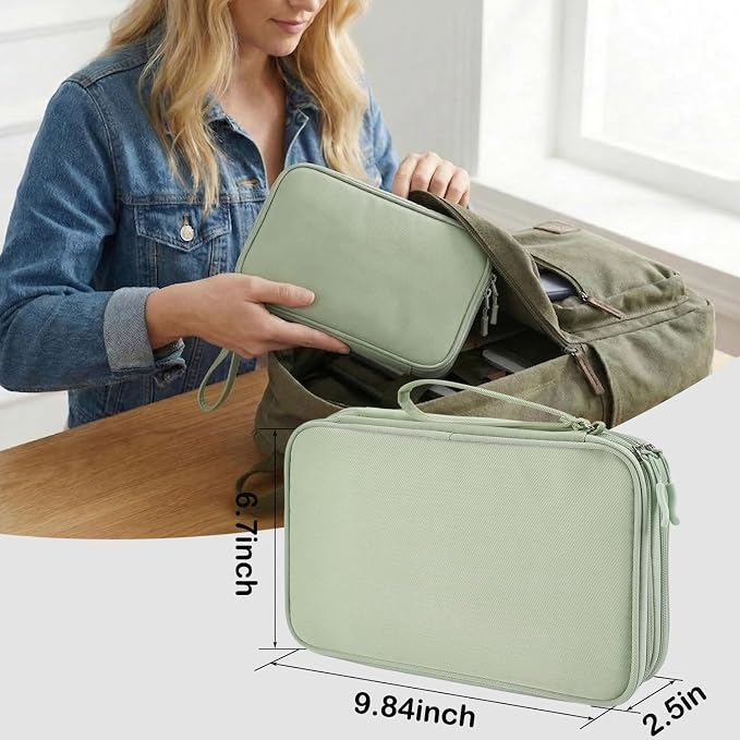 CAAORDKSO Large Electronics Travel Organizer Case, Cable Organizer Bag Water Resistant Double Layers Accessories Storage Bag Tech Pouch, for Cord, Charger, Power Bank, Earphone (Mint Green, X-Large) - Image 3