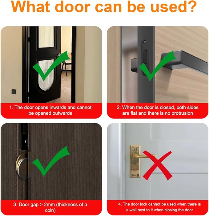 Portable Hotel Door Lock, Newest Extra Security Travel Lock for Hotel Door Locks for Travelers Security, Easy Install Portable Door Lock for Apartment, Airbnb, Dorm & Home Safety - Image 6