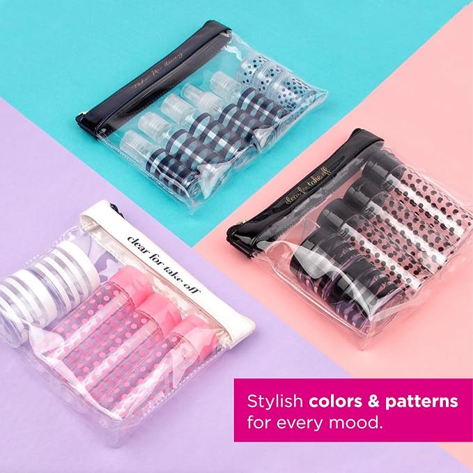 MIAMICA TSA Compliant Travel Bottles and Travel Toiletry Bag – Includes 12 Pieces – 7.55" L x 7.4" W x 1.8" D, Clear – Cute Travel Gifts - Image 5