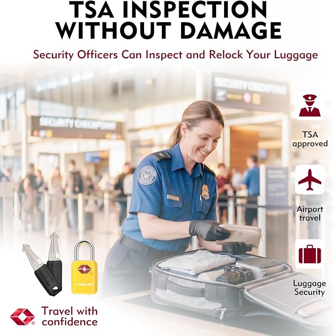 SURE LOCK Mini TSA Approved Keyed Luggage Lock – One Key Opens All, Fits Tight Zipper Gaps & Small Pull Holes, Compact Travel Lock for Suitcases, Backpacks & Handbags - Image 2