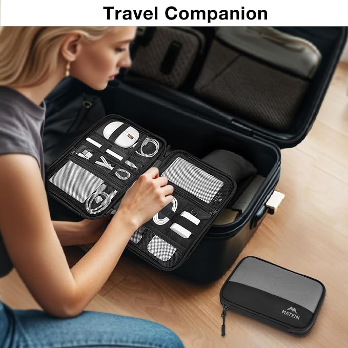 MATEIN Cord Organizer Travel Case, Cable Storage Bag, 2 Pack | Water Resistant, Portable Electronics Case, Carrying Bag for Cable, Changer, Earphone, for Electronic Accessories - Image 4