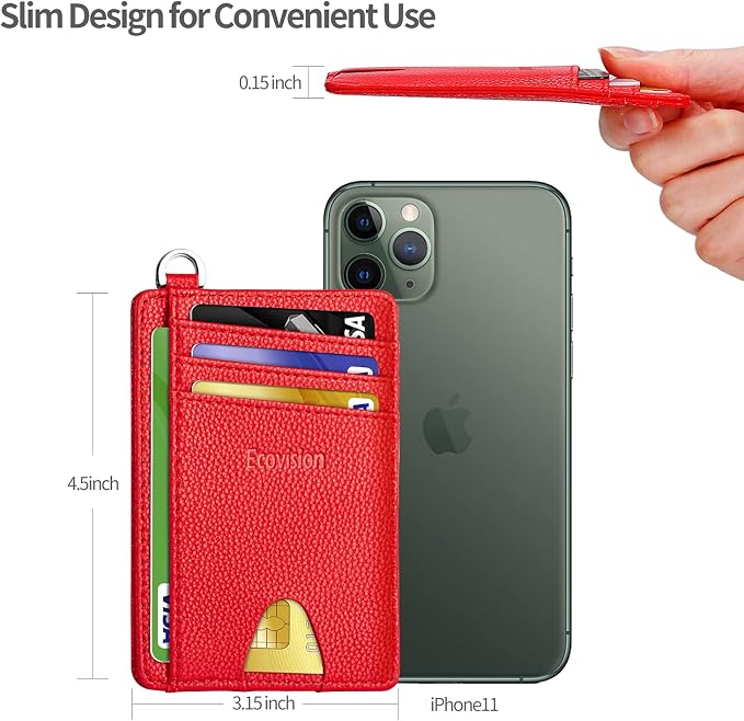 Slim Minimalist Front Pocket Wallet, RFID Blocking Credit Card Holder Wallet with Detachable D-Shackle for Men Women - Image 7