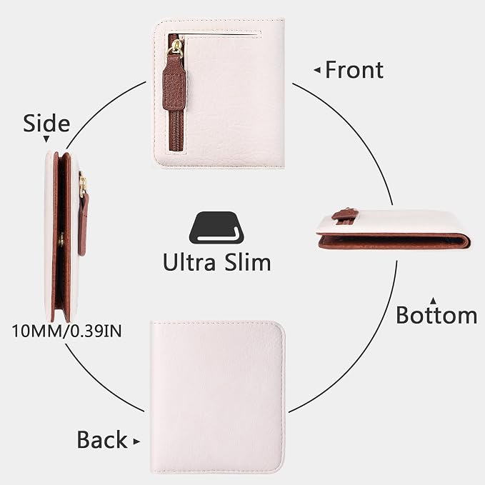 Gostwo Small Wallet for Women, Slim Bifold Credit Card Holder, Compact RFID Blocking Cash Wallet, Billfolds Thin Leather Zipper Pocket, Mini Wallet Gift for Ladies Teen Girls Travel with ID Window - Image 4