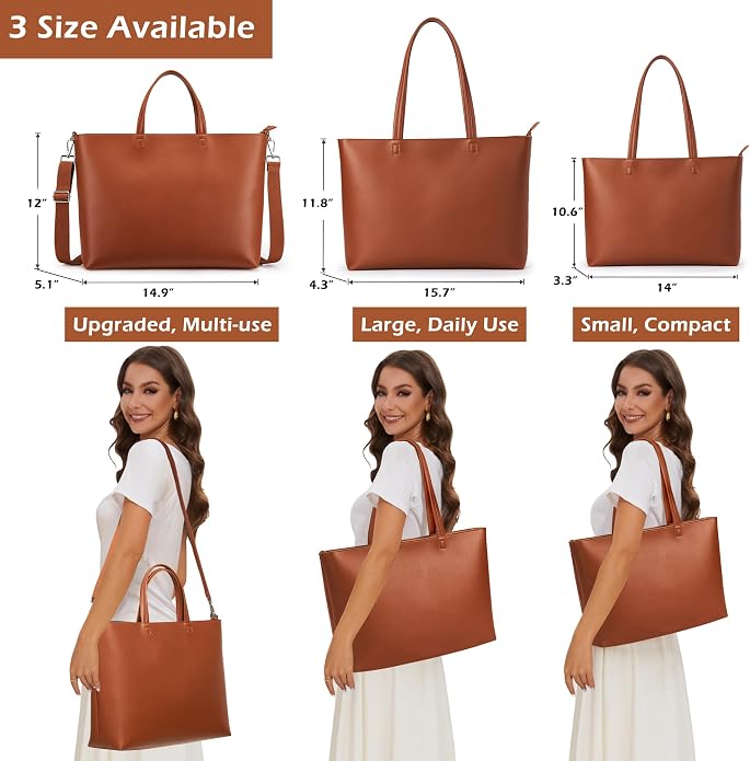 KALIDI Tote Bag Zipper Shoulder Bag Vegan Leather Purses Satchel for Women | Large Casual Handbag for Work Commuting Dating College Everyday - Image 6