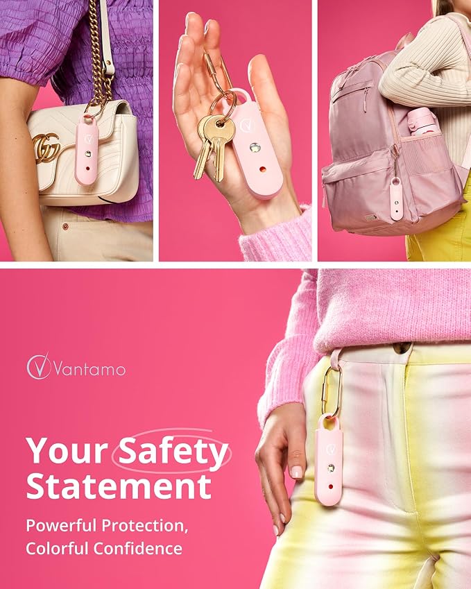 Vantamo Personal Alarm for Self Defense with Low Battery Notice, Strobe Light & Extra Loud 130 dB Double Speakers Safety Keychain Set for Women, Rechargeable Panic Button for Womens Self Defense - Image 2