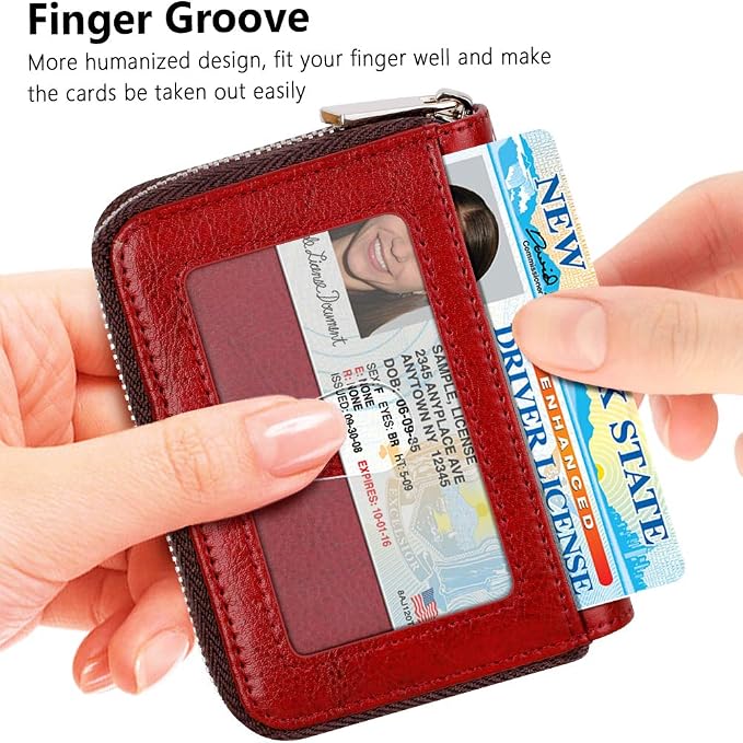 FurArt Zipper Wallet Women RFID Credit Card Holder keychain Wallet | ID Window RFID Blocking Compact Small business 15/16 slots - Image 2