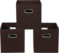 Fabric storage bins Cubes, Fabric Cube Organizer with Handle, Foldable Cube Bins for Cloth or Accessary Storage, 11x11x11, Set of 3, (Coffee) by Yunkeeper