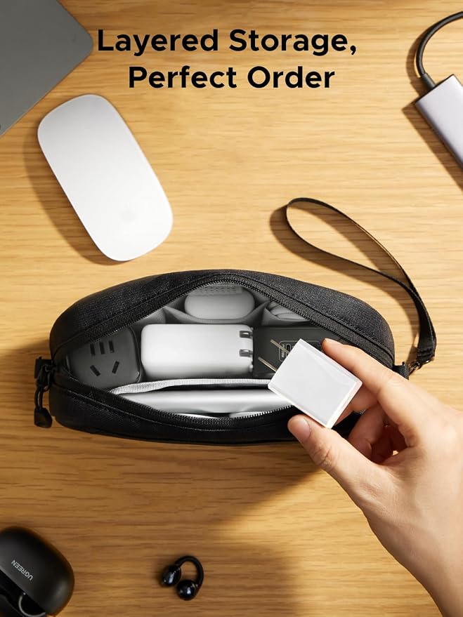 UGREEN Electronics Organizer Travel Case Bag Multifunctional Organizer Carrying Case for Cables, Cord, SD Card, Earbuds, Charger, USB Adapter, Electronic Accessories Small Size - Image 3