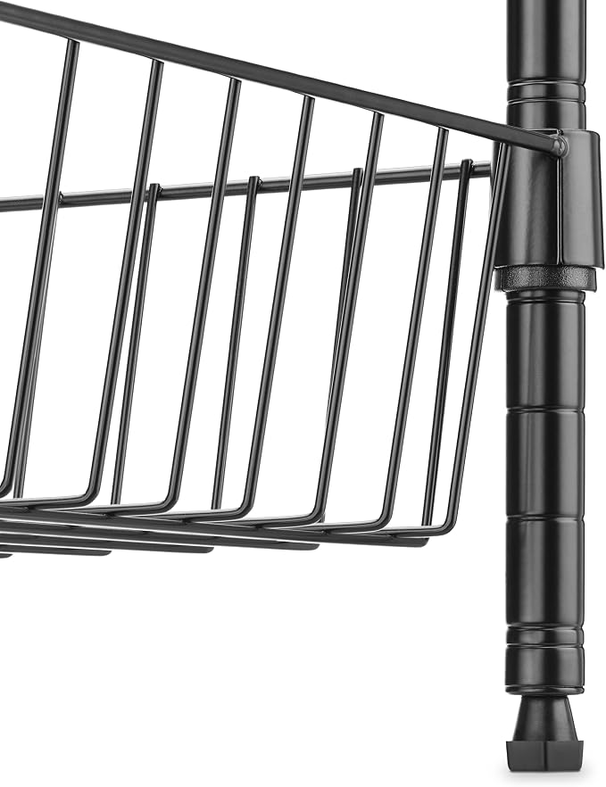 Whitmor 2 Tier Metal Storage Shelves, Heavy Duty Shelf with Basket, 350 lbs Capacity per Shelf, 700 lbs Total, Home Organizer for Kitchen, Garage, Bathroom, 15" L x 14" W x 15" H, Black - Image 5