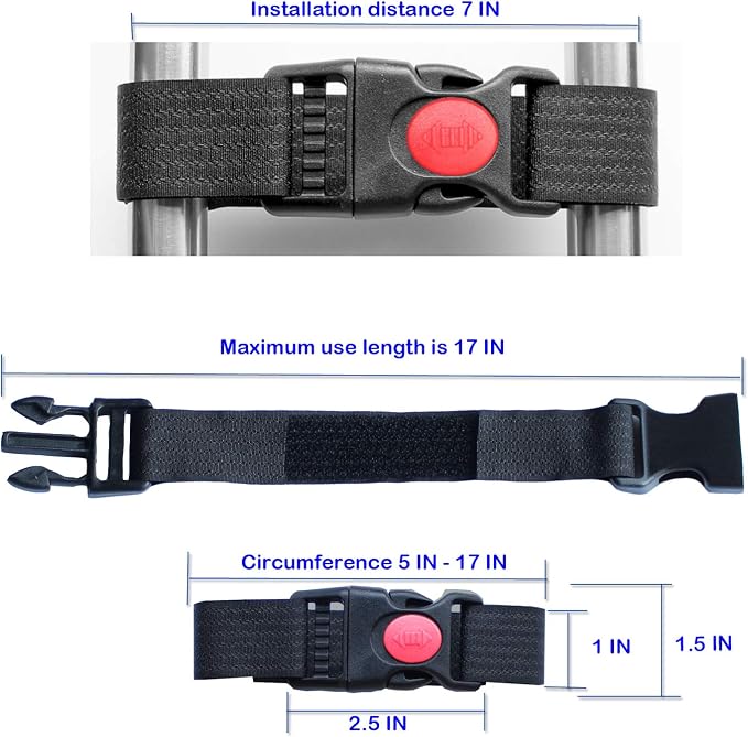 French Door Fridge Lock Multifunctional Baby Cabinet Lock for Refrigerators Cabinets RV Cable Tie for Child Safety Products Black 2 Pack 17 in - Image 2