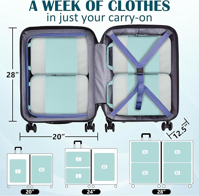 Compression Packing Cubes for Travel Packing Organizers, Mesh Blue, XL | Expandable Travel Cubes for Packing Suitcase Organizer Bags Compression Bags for Travel Accessories - Image 5