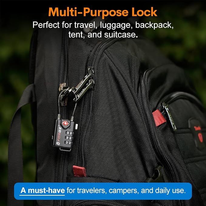 TSA Approved Cable Luggage Locks, Re-settable Combination with Alloy Body - Image 7