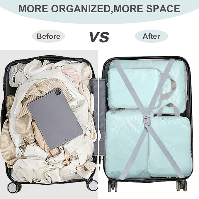 Compression Packing Cubes, Ultralight Packing Cubes for Carry on Suitcase, Travel Packing Essentials for Suitcase Organizer Bags Set, Durable Travel cubes for Luggage (Blue, Set of 4) - Image 6