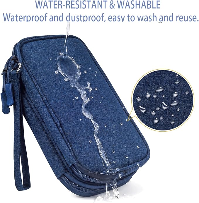 CAAORDKSO Electronic Organizer Travel Cable Accessories Bag, Double Layer Tech Pouch Accessories Carry Case, Travel Essentials for Cable, Cord, Charger, Phone, Power Bank, Earphone (Navy Blue, Large) - Image 2