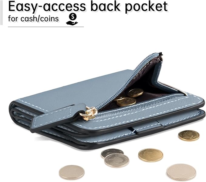 Toughergun Women’s Small Slim Leather Wallet with RFID Protection, Compact Bifold Mini Purse with Clear ID Window - Image 4