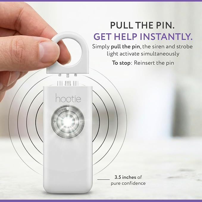 Personal Safety Alarm for Women, Men and Kids — 130dB Personal Alarm Keychain, Pull Pin Safety Alarm Keychain with Strobe Light, Self-Defense Alarm for Campus, Travel and Running — White | Pull Pin Activation, Strobe Light, No Charging, CR2032 Battery,... - Image 3