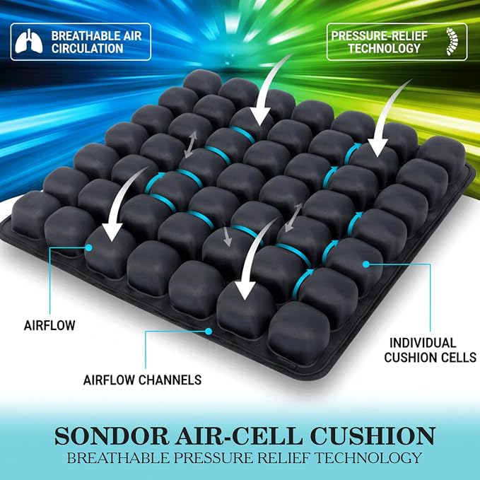 Inflatable Travel Cushion & Neck Pillow – Airplane Seat Cushion with 3D Air Cell, Chair Cushion for Office, Non-Slip Waterproof Pad, Wheelchair, Flight Seat Cushion, Travelling Cushion - Image 4