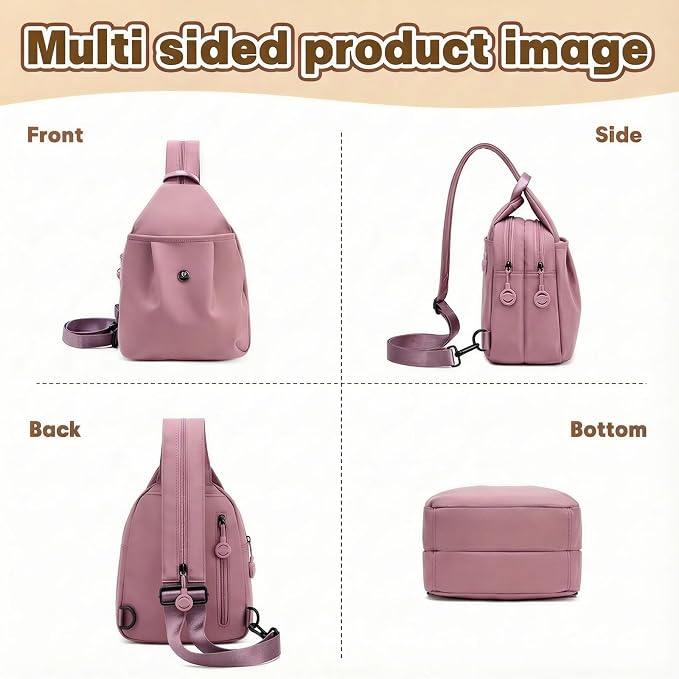 Waterproof 2-Way Mini Commuter Bag, Multi-Compartment Oxford Small Backpack, For Women, Collegeman, Commuter, Travel with Anti-Theft,Three in One Multifunctional Convertible Design(pink) - Image 6